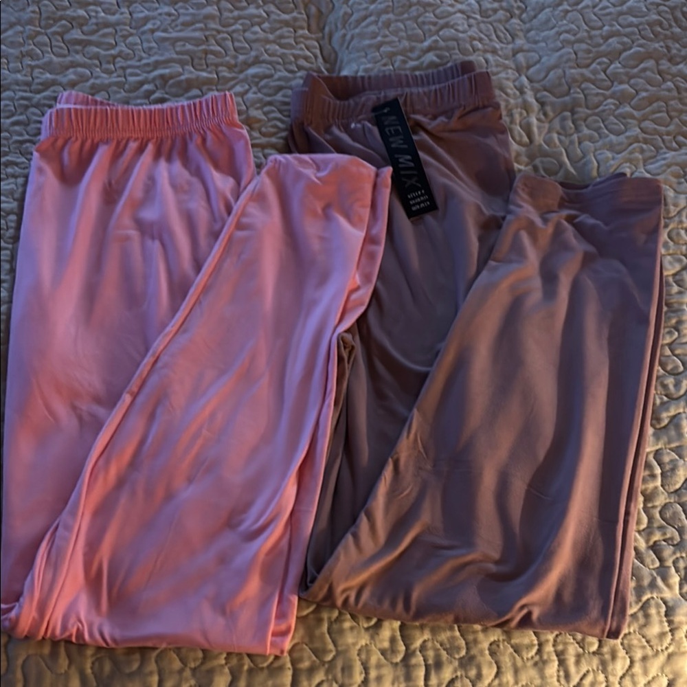 A New Day Women's Lounge Pants - Pink and Mauve, size large, priced as a set.